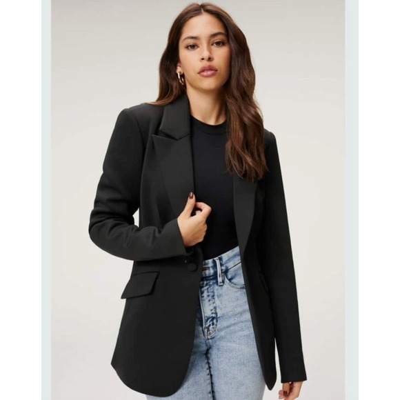 Good American Jackets & Blazers - Good American Black Scuba Single Button Blazer Jacket Zip Cuffs Womens‎ XL LKNW